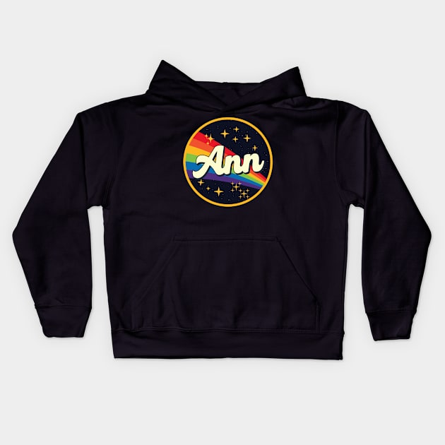 Ann // Rainbow In Space Vintage Style Kids Hoodie by LMW Art